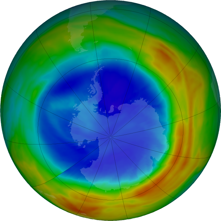 Antarctic ozone map for 05 September 2017
